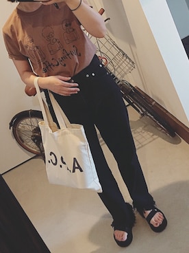「Tシャツ×デニム」｜「アイテム（ハンチング/ベレー帽）」を使った、iigg☺︎さん（レディース・154cm）の夏コーディネート