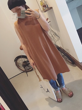 「SHIPS for women（シップスフォーウィメン）のアイテム（ハンチング/ベレー帽）」を使った、iigg☺︎さん（レディース・154cm）の夏コーディネート