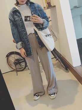 「Another Edition（アナザーエディション）のアイテム（デニムジャケット）」を使った、iigg☺︎さん（レディース・154cm）の秋コーディネート