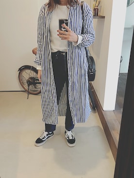 「オールドスクール」｜「アイテム（シャツワンピース）」を使った、iigg☺︎さん（レディース・154cm）の秋コーディネート