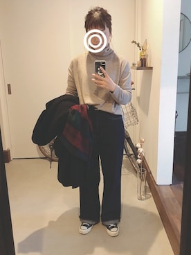 「Another Edition（アナザーエディション）のアイテム（チェスターコート）」を使った、iigg☺︎さん（レディース・154cm）の冬コーディネート