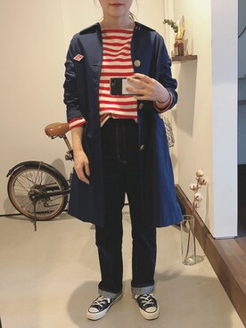 「orcival」｜「アイテム（ステンカラーコート）」を使った、iigg☺︎さん（レディース・154cm）の春コーディネート