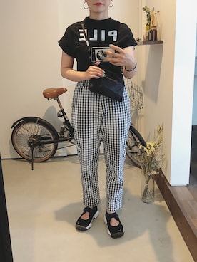 「アイテム（ピアス（両耳用）、ブラウン系）」を使った、iigg☺︎さん（レディース・154cm）の夏コーディネート