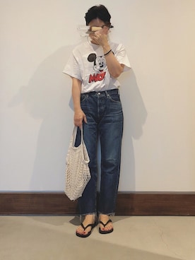 「ヘアバンド」｜「アイテム（ビーチサンダル）」を使った、iigg☺︎さん（レディース・154cm）の夏コーディネート