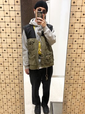 「COMME des GARCONS HOMME DEUX（コムデギャルソンオムドゥ）のアイテム（スラックス）」を使った、Toshiさん（メンズ・170cm）の冬コーディネート