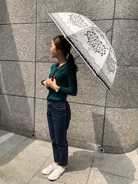 「アイテム（長傘）」を使った、krさん（レディース・156cm）の夏コーディネート