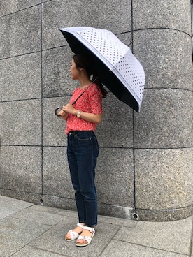 「アイテム（長傘）」を使った、krさん（レディース・156cm）の夏コーディネート