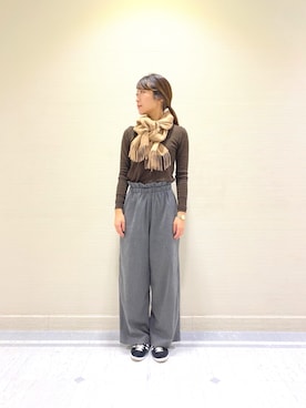 「アイテム（ストール/ショール）」を使った、krさん（レディース・156cm）の冬コーディネート