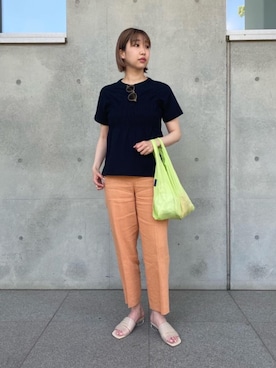 「BEAUTY&YOUTH UNITED ARROWS（ビューティーアンドユースユナイテッドアローズ）のBY∴ ラインスライダー クリアヒールサンダル（サンダル、ベージュ系）」を使った、Saki Tomitaさん（レディース・168cm）の春コーディネート