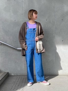 「Wrangler（ラングラー）のアイテム（オールインワン・サロペット）」を使った、Saki Tomitaさん（レディース・169cm）の冬コーディネート