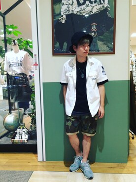「TYPE BLUE（タイプブルー）のアイテム（トップス）」を使った、takuroさん（メンズ・163cm）の夏コーディネート