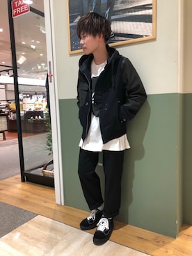 「TYPE BLUE（タイプブルー）のアイテム（パーカー）」を使った、takuroさん（メンズ・163cm）の秋コーディネート