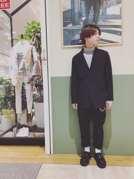 「カジュアルコーデ」｜「アイテム（テーラードジャケット）」を使った、takuroさん（メンズ・163cm）の冬コーディネート
