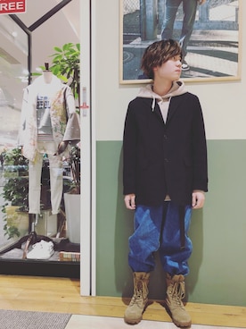 「カジュアルコーデ」｜「アイテム（テーラードジャケット）」を使った、takuroさん（メンズ・163cm）の冬コーディネート