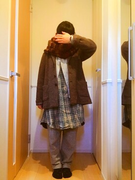 「B.L.U.E（ビーエルユーイー）のアイテム（トップス）」を使った、きいろいみみずさん（レディース・149cm）の冬コーディネート