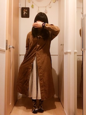「雨」｜「アイテム（シャツワンピース）」を使った、きいろいみみずさん（レディース・149cm）の春コーディネート