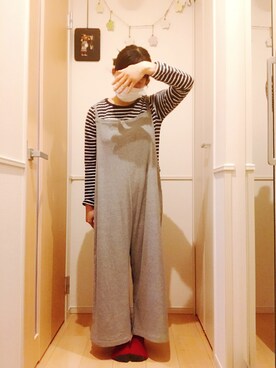 「ゆるゆる」｜「アイテム（オールインワン・サロペット）」を使った、きいろいみみずさん（レディース・149cm）の春コーディネート