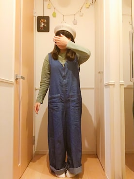 「Samansa Mos2 blue（サマンサモスモスブルー）のアイテム（ハンチング/ベレー帽）」を使った、きいろいみみずさん（レディース・149cm）の春コーディネート