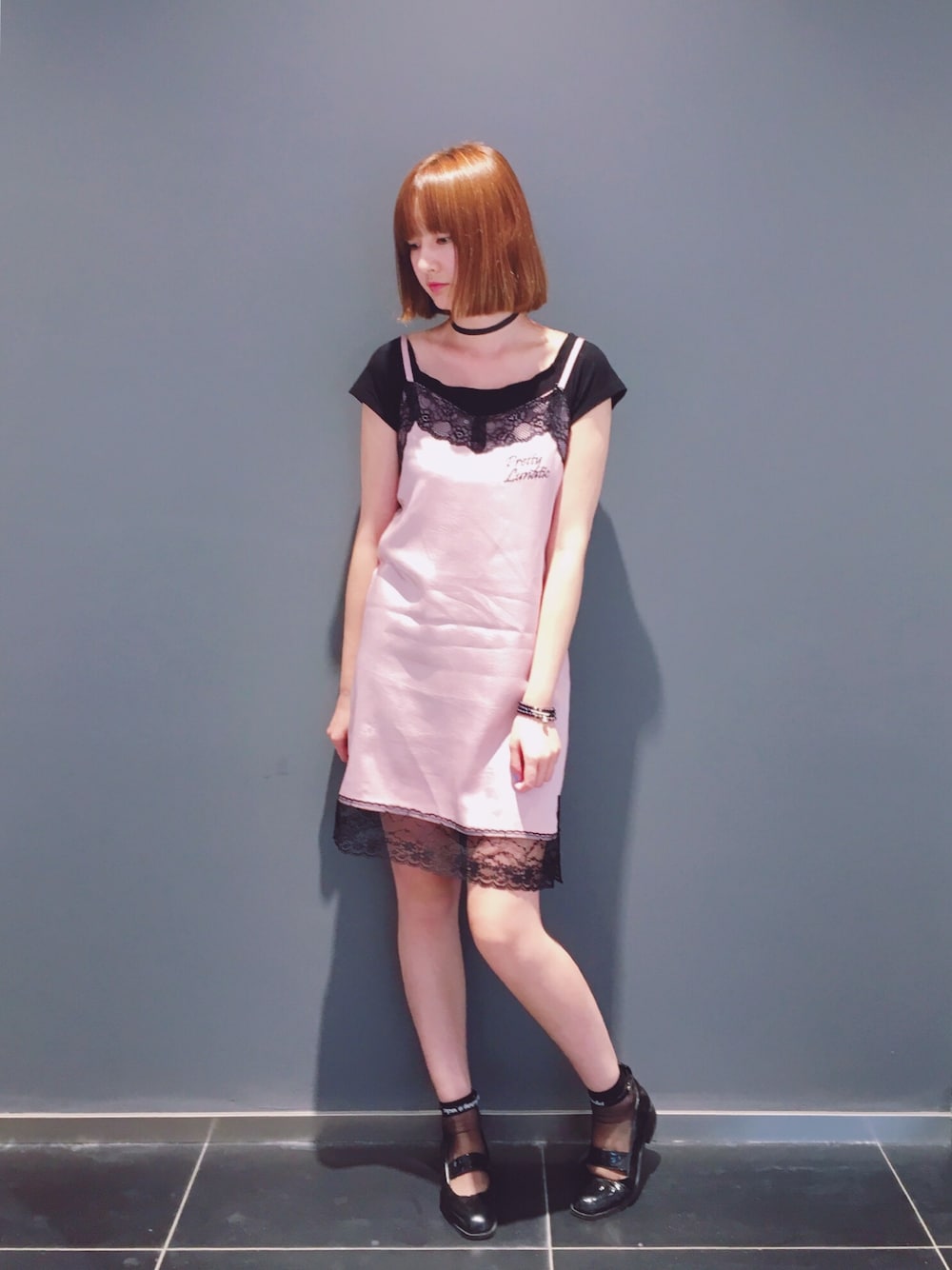 「EATME、EMODA、WEGO、mary jane shoes」｜「EATMEのレースキャミワンピース（ワンピース、ピンク系）」を使った、Crystalさん（レディース・171cm）の夏コーディネートの1枚目の写真