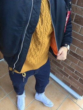 「Alpha Industries（アルファインダストリーズ）のアイテム（ブルゾン）」を使った、sakamotorikitoさん（メンズ・163cm）の冬コーディネート