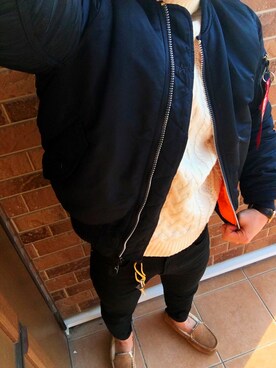 「Alpha Industries（アルファインダストリーズ）のアイテム（ブルゾン）」を使った、sakamotorikitoさん（メンズ・163cm）の冬コーディネート