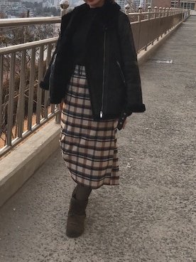 「STYLENANDA（スタイルナンダ）のアイテム（ライダースジャケット）」を使った、そんみさん（レディース・168cm）の春コーディネート