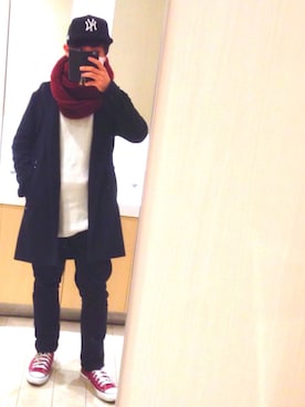 「H&M（エイチ・アンド・エム）のアイテム（ニット/セーター、ホワイト系）」を使った、GERRADさん（メンズ・168cm）の冬コーディネート