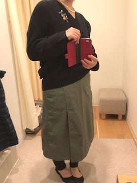 「POU DOU DOU（プードゥドゥ）のアイテム（ブローチ/コサージュ）」を使った、ゆうき。さん（レディース・159cm）の秋コーディネート