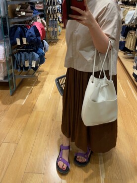 「リンネル（リンネル）のアイテム（バッグ）」を使った、ゆうき。さん（レディース・159cm）の夏コーディネート