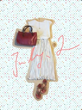 「赤い靴」｜「アイテム（サンダル）」を使った、みどりいろのたねさん（レディース・157cm）の夏コーディネート