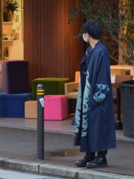 「ロング丈」｜「アイテム（その他アウター）」を使った、伸輔さん（メンズ・168cm）の秋コーディネート