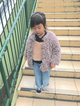 「petit main（プティマイン）のアイテム（その他アウター）」を使った、yuautaさん（キッズ・100cm）の冬コーディネート