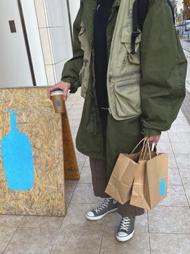 「M-65」｜「アイテム（その他アウター）」を使った、雪さん（メンズ・170cm）の春コーディネート