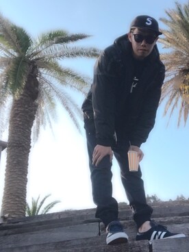 「チョコ色に染まれ」｜「アイテム（ナイロンジャケット）」を使った、gelwear ito   相互さん（メンズ・180cm）の冬コーディネート