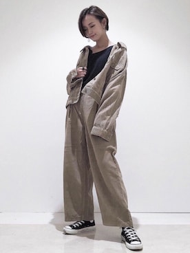 「earth music&ecology（アースミュージックアンドエコロジー）のアイテム（その他アウター）」を使った、mayuさん（レディース・160cm）の秋コーディネート