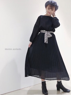 「earth music&ecology（アースミュージックアンドエコロジー）のアイテム（ハンチング/ベレー帽）」を使った、mayuさん（レディース・160cm）の秋コーディネート