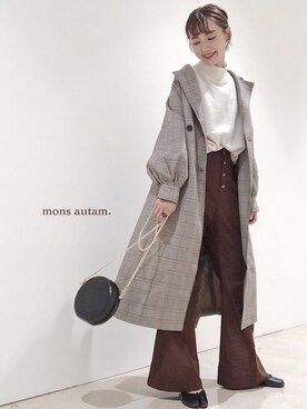 「グレンチェック」｜「アイテム（ブルゾン）」を使った、mayuさん（レディース・160cm）の秋コーディネート
