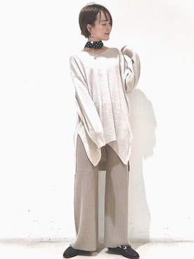 「earth music&ecology（アースミュージックアンドエコロジー）のアイテム（ストール/ショール）」を使った、mayuさん（レディース・160cm）の冬コーディネート