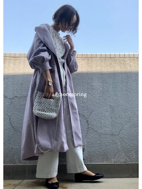 「ラベンダー」｜「アイテム（ブルゾン）」を使った、mayuさん（レディース・160cm）の春コーディネート