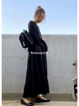 「アイテム（レギンス/スパッツ、ホワイト系）」を使った、mayuさん（レディース・160cm）の春コーディネート