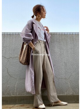「ラベンダー」｜「アイテム（ブルゾン）」を使った、mayuさん（レディース・160cm）の春コーディネート