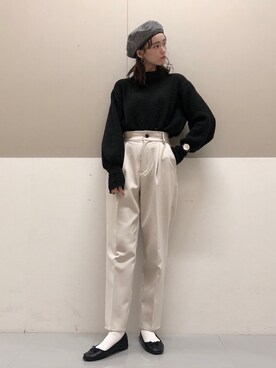 「earth music&ecology（アースミュージックアンドエコロジー）のリバーシブベレー帽 ＊（ハンチング/ベレー帽）」を使った、mayuさん（レディース・160cm）の冬コーディネート