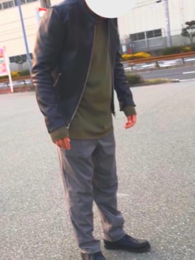 「アイテム（ライダースジャケット）」を使った、K.Kさん（メンズ・172cm・20代）の春コーディネート