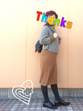 「ショッピング」｜「アイテム（ハンチング/ベレー帽）」を使った、ma_a©︎coさん（レディース・167cm）の冬コーディネート