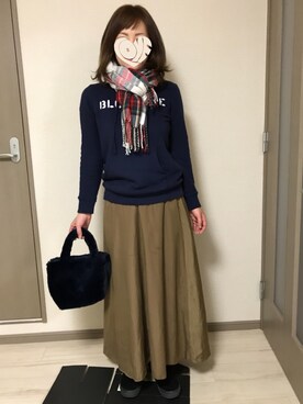 「BLUE BLUE（ブルーブルー）のアイテム（パーカー）」を使った、ma_a©︎coさん（レディース・167cm）の秋コーディネート