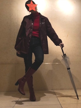 「ROKU」｜「アイテム（ナイロンジャケット）」を使った、Chiakiさん（レディース・161cm）の冬コーディネート