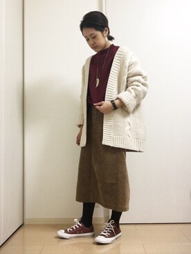 「アイラブCONVERSE」｜Nanaさん（レディース・154cm）の冬コーディネート