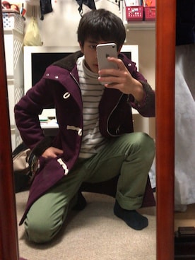 「大学生」｜「アイテム（ダッフルコート）」を使った、フェネックさん（メンズ・162cm）の秋コーディネート