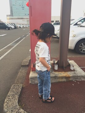 「JOEY HYSTERIC（ジョーイヒステリック）のアイテム（帽子）」を使った、572miniさん（キッズ・100cm）の春コーディネート