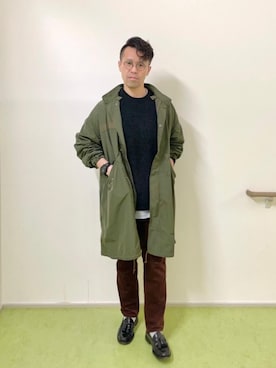 「coen（コーエン）のアイテム（モッズコート）」を使った、coenきりたにさん（メンズ・179cm）の秋コーディネート